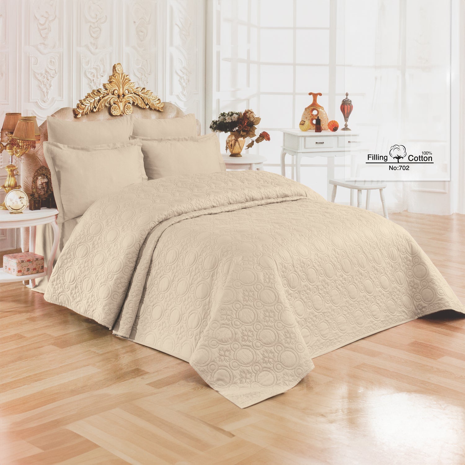 Coverlet Cotton Satin Embroidered