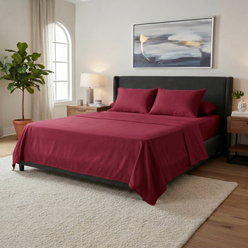 Bedsheet Plain Microfiber Burgundy