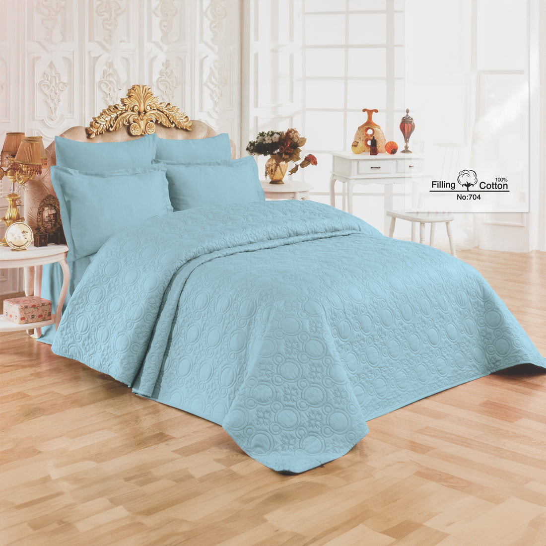 Coverlet Cotton Satin Embroidered